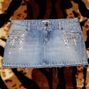 Vintage a&f distressed denim skirt with sequins